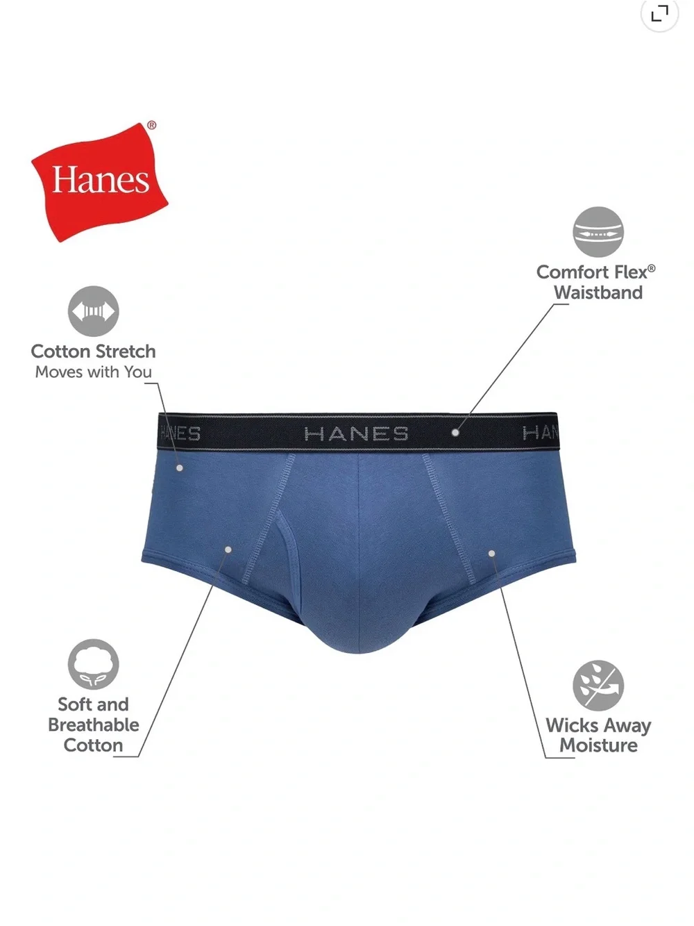 💜Hanes Men's Briefs 6-Pack, Cotton Stretch Underwear Size:Small(28-30)